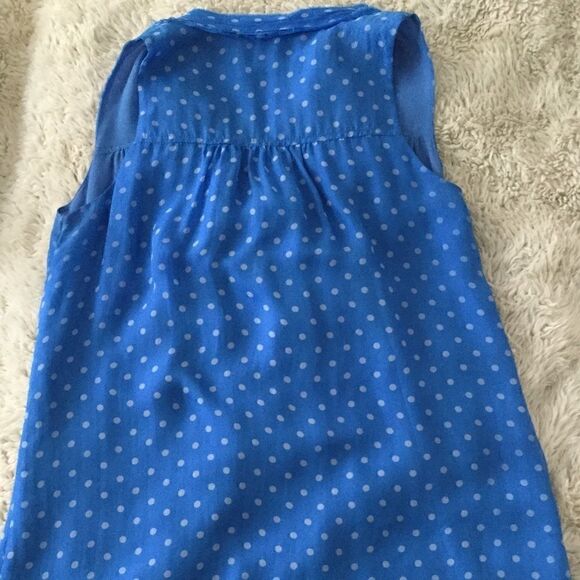 Blue Tassel S Blue polka dot SILK to sleeveless - Picture 3 of 4
